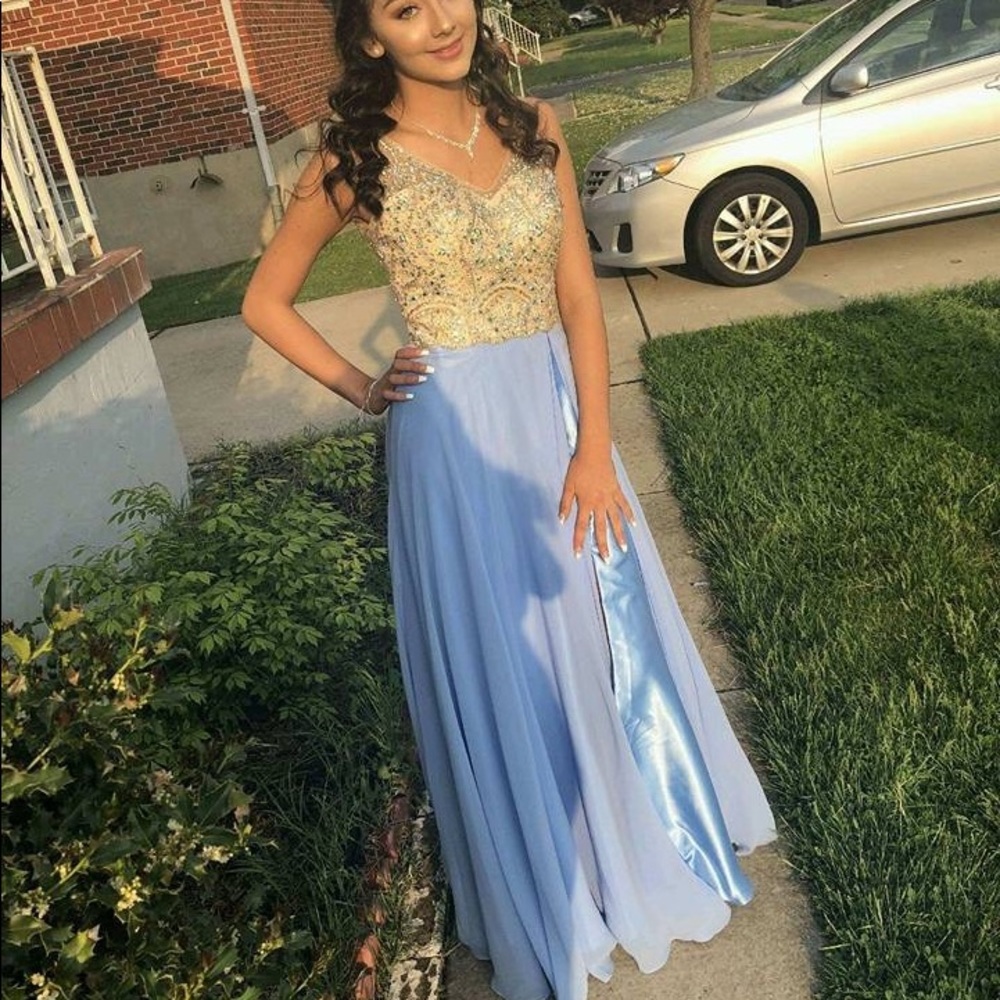 Long blue/periwinkle Chiffon prom dress